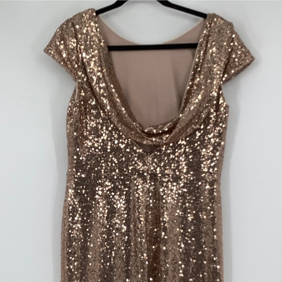 NEW Dessy Collection Size 12 Elle Sequin Cowl Back Cinnamon Dress $292 msrp J2-6 - Picture 9 of 10